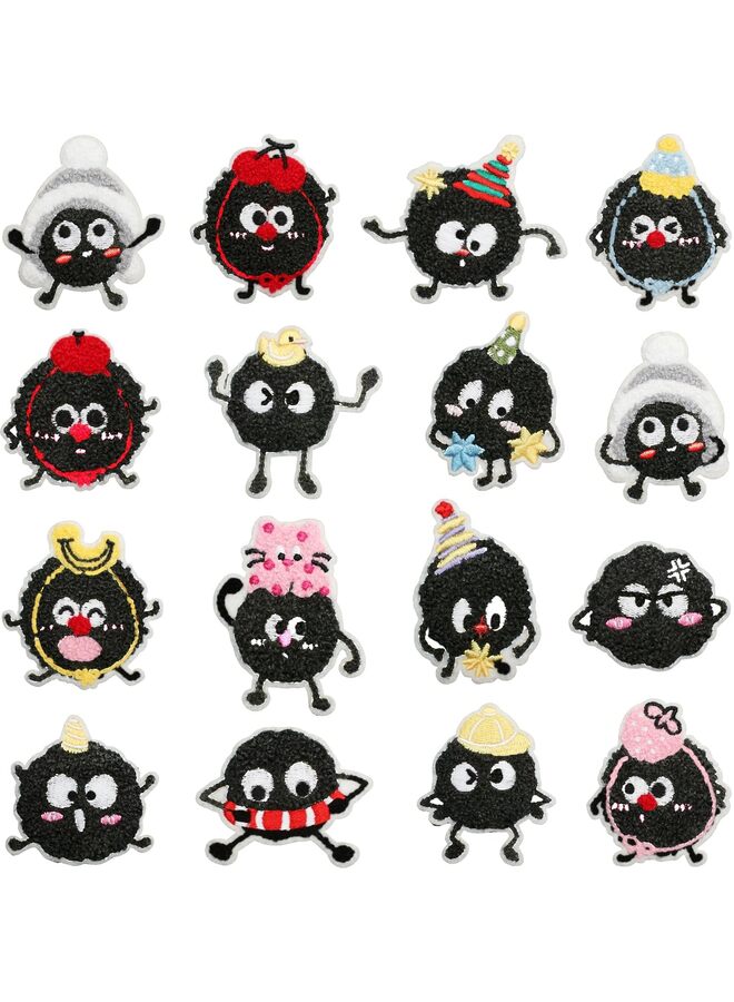 16PCS Funny Black Charcoal Ball Sew-On Patches, Cartoon Embroidery Appliques for Clothes, Hats, Bags, Jeans, Shirts, Dresses - Image 5