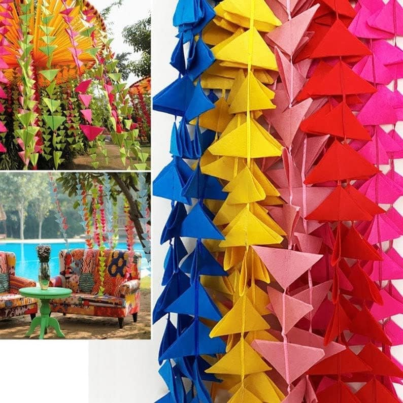 Craftomanic 1010 Decorative Triangle 45 Ft Hanging Gotta Tikki Tassel Felt Strings for Mehndi Haldi Wedding Party DcorBackdrops Home Dcor Color Theme Party Festivals - Image 5