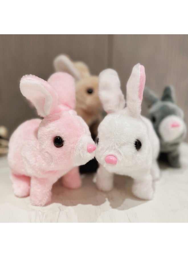 Cute Pet Toy Simulation Plush Electric Rabbit Voice Will Jump Tail Wagging Short Hair Cartoon Doll Doll Wholesale-Color:Electric Short-haired Rabbit (yellow)-Height:18cm  - Image 3