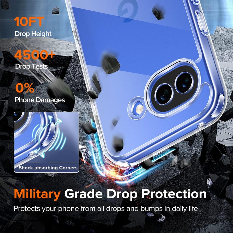 ivoler 3-in-1 Case for Pixel 10a 6.3'' with 2 Pack Tempered Glass Screen Protector[Full Coverage], [Military Grade Protection] Slim Phone Bumper Cover Clear [Non-Yellowing] - Image 4