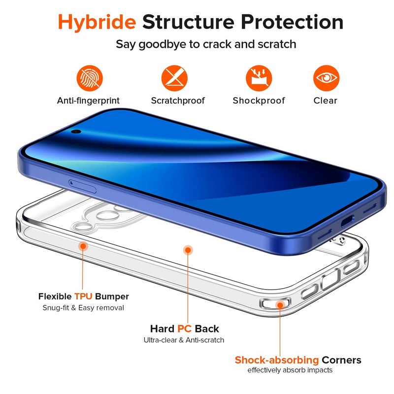 ivoler 3-in-1 Case for Pixel 10a 6.3'' with 2 Pack Tempered Glass Screen Protector[Full Coverage], [Military Grade Protection] Slim Phone Bumper Cover Clear [Non-Yellowing] - Image 3