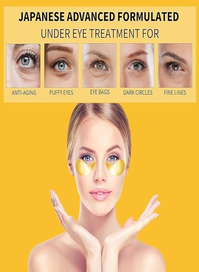 Homemind 24K Gold Eye Masks for Dark Circles and Puffiness 60PCS, Gel Mask Skincare Under Patches for Puffy Treatment, Under Gel Pads w/Collagen, Caffeine, Peptides for Eye Bags Treatment, - Image 2