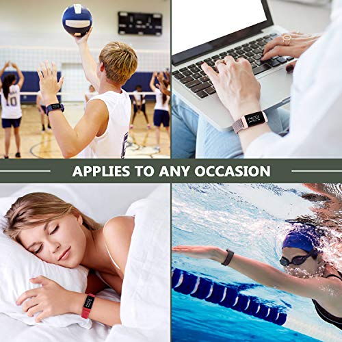 AVOD Nylon Watch Bands Compatible with Fitbit Charge 4/Charge 3/SE, Soft Replacement Wristband Breathable Sport Strap with Band for Women Men (Dark Black+Navy Green) - Image 3