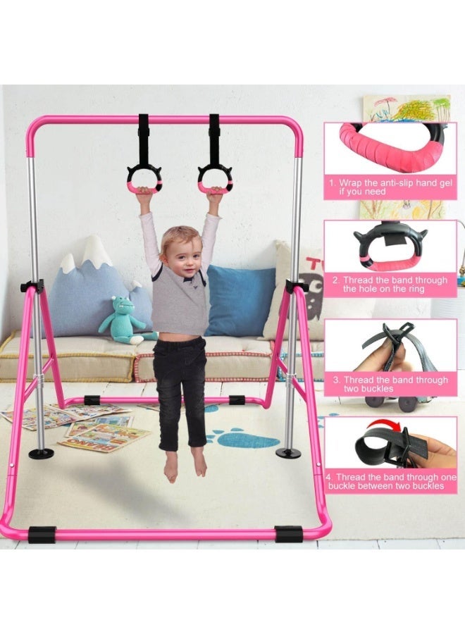Anvanke Adjustable Stretchable Kids Horizontal Bar, Foldable Indoor Gymnastics Training Bar for Children Home Fitness Workout - Image 4