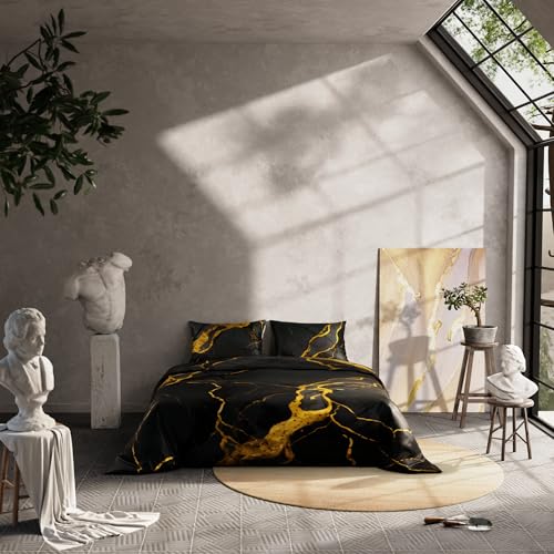 Stoa Paris 300TC UltraSatin King Size Comforter, Lightweight, Hypoallergenic, Breathable, All-Season Comfort Bedding, Fade & Wrinkle Resistant, Wedding Gift for Couples, Louvre - Black, Gold - Image 5