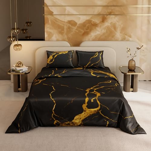 Stoa Paris 300TC UltraSatin King Size Comforter, Lightweight, Hypoallergenic, Breathable, All-Season Comfort Bedding, Fade & Wrinkle Resistant, Wedding Gift for Couples, Louvre - Black, Gold - Image 2