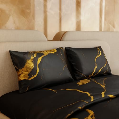 Stoa Paris 300TC UltraSatin King Size Comforter, Lightweight, Hypoallergenic, Breathable, All-Season Comfort Bedding, Fade & Wrinkle Resistant, Wedding Gift for Couples, Louvre - Black, Gold - Image 4