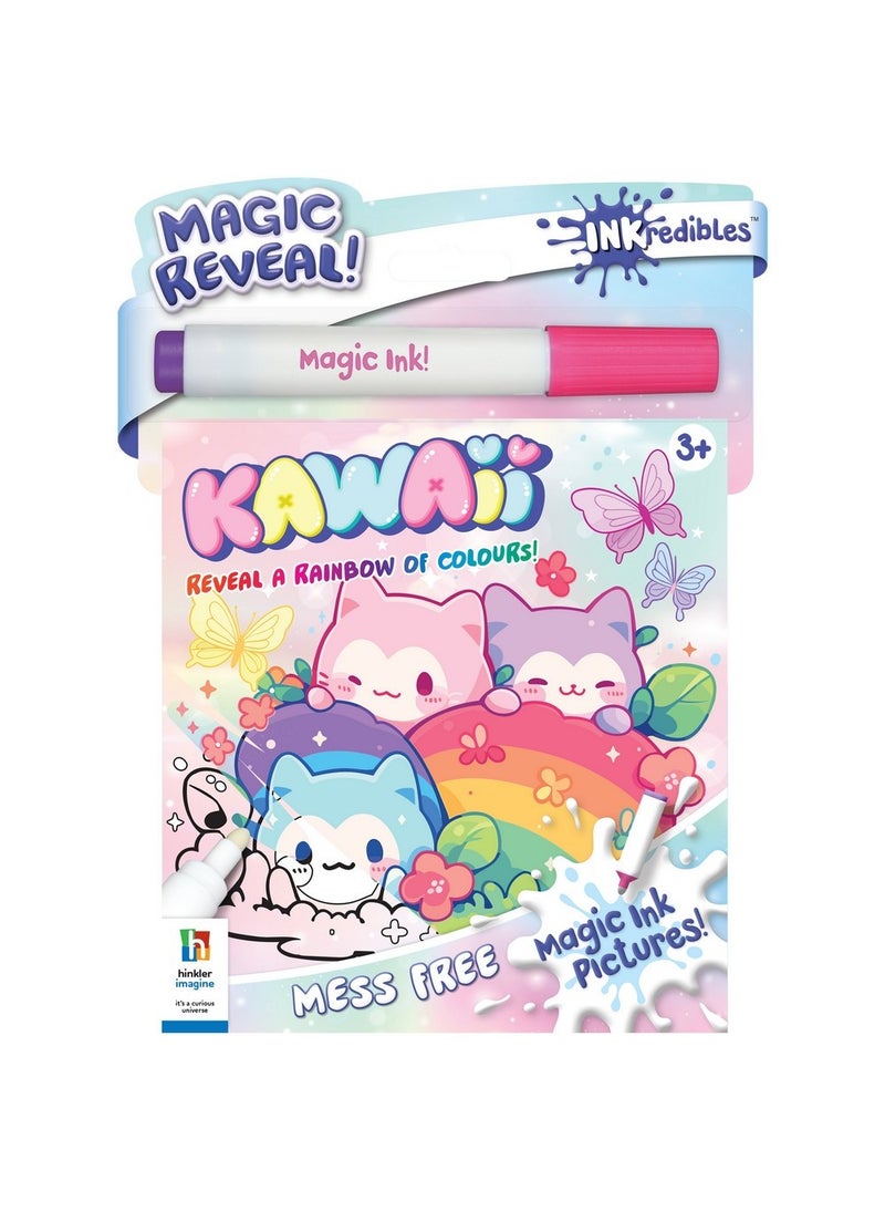 Hinkler صور حبر هينكلر إنكريدبلز كاواي السحرية ، مجموعة تلوين ممتعة بدون فوضى ، تصاميم مستوحاة من كاواي ، قلم حبر سحري لفن الكشف بالماء ، نشاط فني بدون فوضى ، هدية مثالية للعب الإبداعي - Image 1