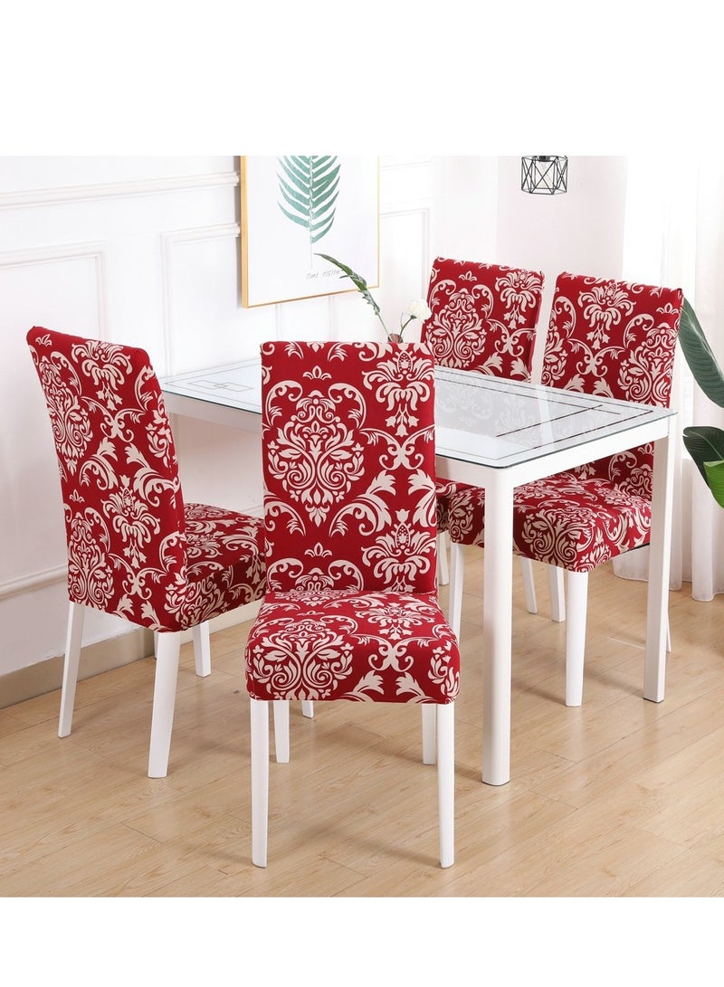 4-Piece Dining Chair Cover Red/White 38x46centimeter - Image 1