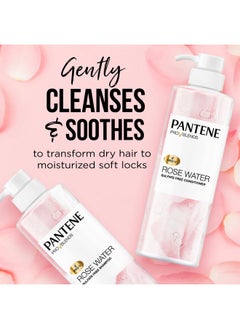 Pantene Pantene Sulfate Free Shampoo and Conditioner Set, Rose Water, Soothing and Moisturizing, Infused with Vitamin B5, for all Hair Types, Safe for Color Treated Hair, Pro-V Blend, 17.9 Fl Oz Each, 2 Pack  - Image 2