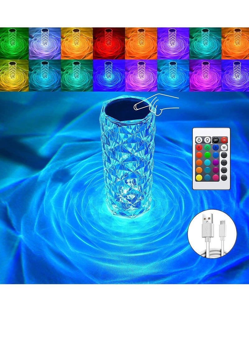 Crystal Table Lamp,16 Color Changing RGB Touch Rose Table Lamp,USB Rechargeable Diamond Table Lamps for Living Room,Office - Image 1