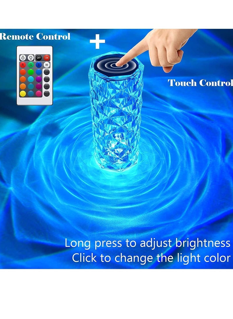 Crystal Table Lamp,16 Color Changing RGB Touch Rose Table Lamp,USB Rechargeable Diamond Table Lamps for Living Room,Office - Image 2
