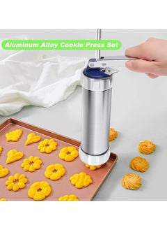 CMGTYYD. طقم مسدس كبس البسكويت، صانعة بسكويت من الفولاذ المقاوم للصدأ مع 20 قالبًا للزينة و4 فوهات، أداة خبز البسكويت محلية الصنع، أداة كبس البسكويت للخبز والتزيين  - Image 2
