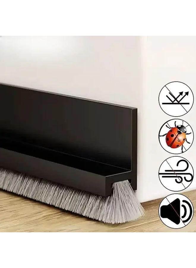 Black Self Adhesive Door Bottom Seal Strip Brush Dust Insect Proof Weather Stripping - Image 1
