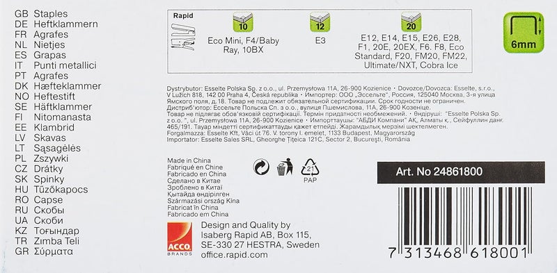 LEITZ Standard Rapid Flexible Wire Staples No. 26 "Long, 6 mm, Staple Up to 20 Sheets Galvanised Wire 15000 Agrafes Upgraded quality - Image 3