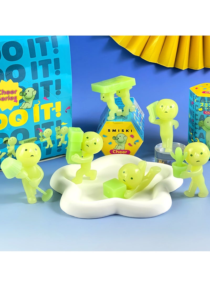 6 pieces of smiski glow-in-the-dark box corner kun toy character character model anime pvc model ornament gift home décor, 7cm - Image 1
