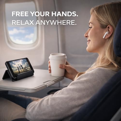Mizi Airplane Phone & Tablet Holder – Adjustable Flexible Flap Stand for Desk, Bed, Treadmill, Home, and Airplane Travel Essentials – Compatible with iPhone, Smartphones, and Tablets – Black - Image 3