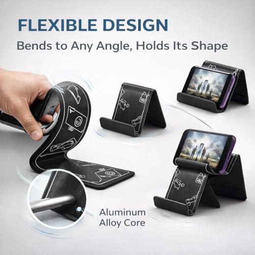Mizi Airplane Phone & Tablet Holder – Adjustable Flexible Flap Stand for Desk, Bed, Treadmill, Home, and Airplane Travel Essentials – Compatible with iPhone, Smartphones, and Tablets – Black - Image 2