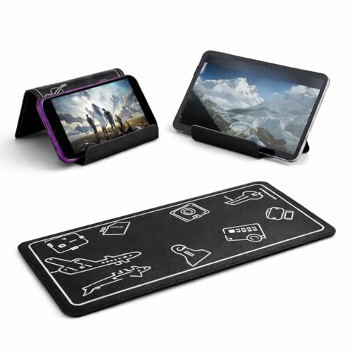 Mizi Airplane Phone & Tablet Holder – Adjustable Flexible Flap Stand for Desk, Bed, Treadmill, Home, and Airplane Travel Essentials – Compatible with iPhone, Smartphones, and Tablets – Black - Image 1