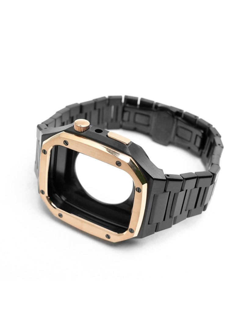 Luxury Designer Rugged Metal Protective Case , Shockproof Bumper With Steel Strap Compatible for Apple Watch Series 8  45mm - KY4501C - Image 1