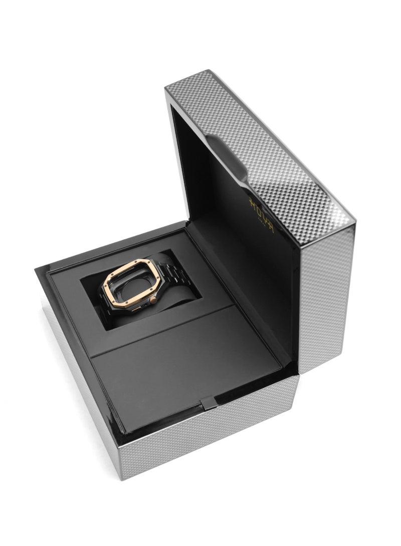 Luxury Designer Rugged Metal Protective Case , Shockproof Bumper With Steel Strap Compatible for Apple Watch Series 8  45mm - KY4501C - Image 2