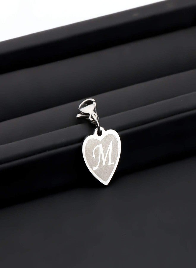 FAADBUK Initial Letter A-Z Alphabet Heart Charms for Jewelry Bracelet Keychain Necklace Initial Stainless steel Clasp Clip on Charm (intial M) - Image 4