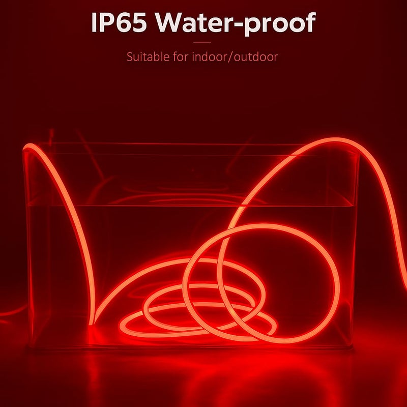 Gesto شريط إضاءة نيون LED بطول 16.4 قدم مع محول 12 فولت | قابل للقطع ومرن ومقاوم للماء لتزيين الجدران، الزينة الداخلية والخارجية، الأسماء المخصصة، اللافتات وإضاءة ديوالي - أحمر - Image 4