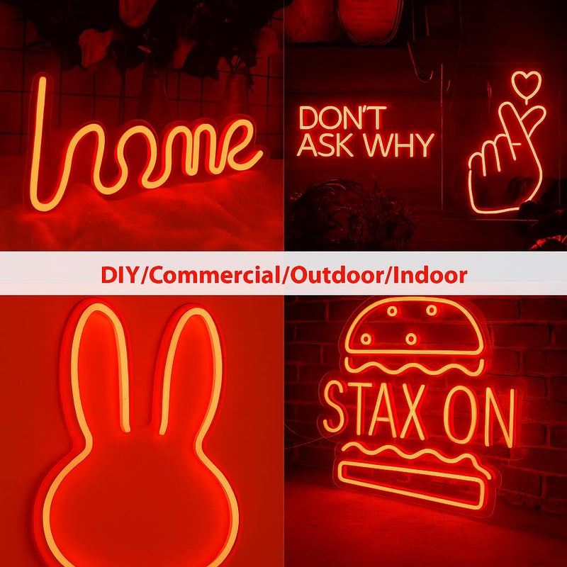 Gesto شريط إضاءة نيون LED بطول 16.4 قدم مع محول 12 فولت | قابل للقطع ومرن ومقاوم للماء لتزيين الجدران، الزينة الداخلية والخارجية، الأسماء المخصصة، اللافتات وإضاءة ديوالي - أحمر - Image 5