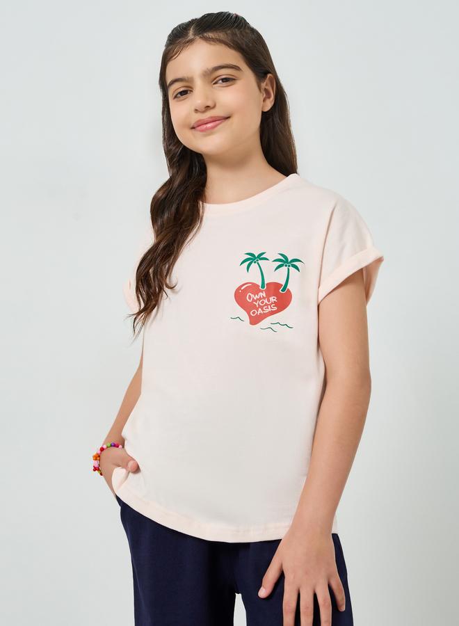 Styli Teen Girls Grown On Sleeve Fruit Graphic T-Shirt - Image 1
