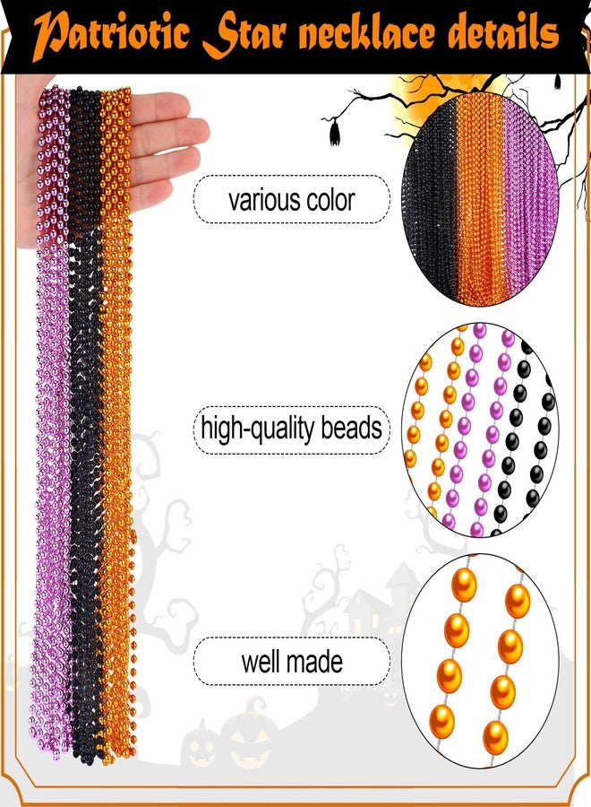 Sureio 144 Pcs Halloween Mardi Gras Beads Necklaces Bulk 31.5'' Halloween Black Orange Purple Plastic Round Party Mardi Gras Parade Bead Necklaces for Carnival Wedding Birthday Party Favors Decor - Image 2