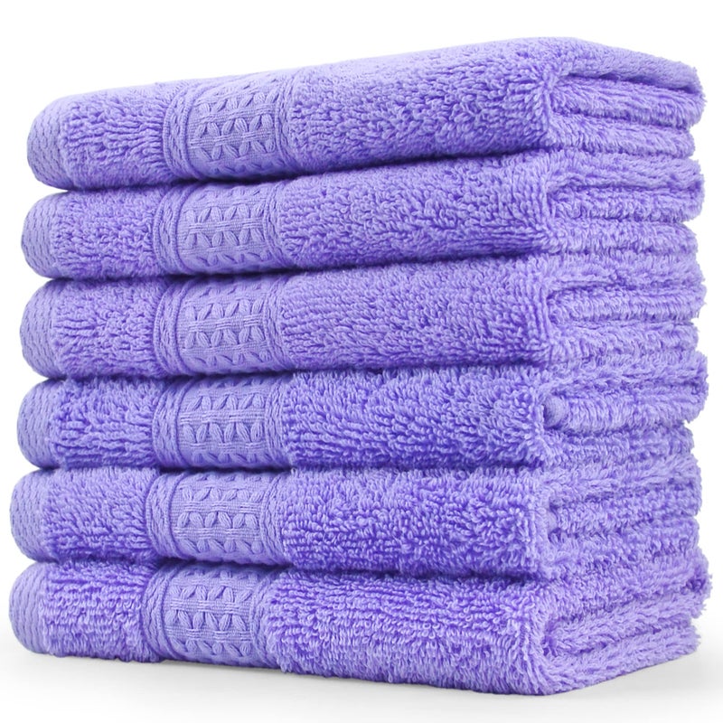 Cleanbear Wash Cloths Cotton Facecloths Large Face Cloths 6 UltraSoft Washcloths for Bathroom and Guestroom FadeResistant Face Towels 13 by 13 Inches Lavender