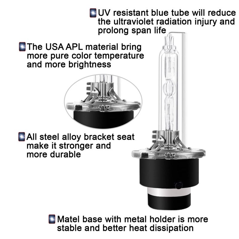 Sinoparcel D4S Xenon HID Headlight Bulbs - 6000K 35W High Low Beam 42402 66440 42402WX,etc Replacement Lights - Pack of 2 - Image 4