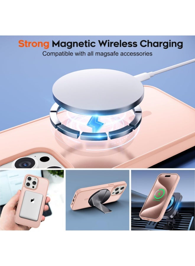 Magnetic Case for Iphone 15 Pro max Case [Compatible with wireless charging] [Shockproof Military Grade], Transparent Back Slim Bumper Cover Phone Case for iphone 15 pro max (bink) - Image 4
