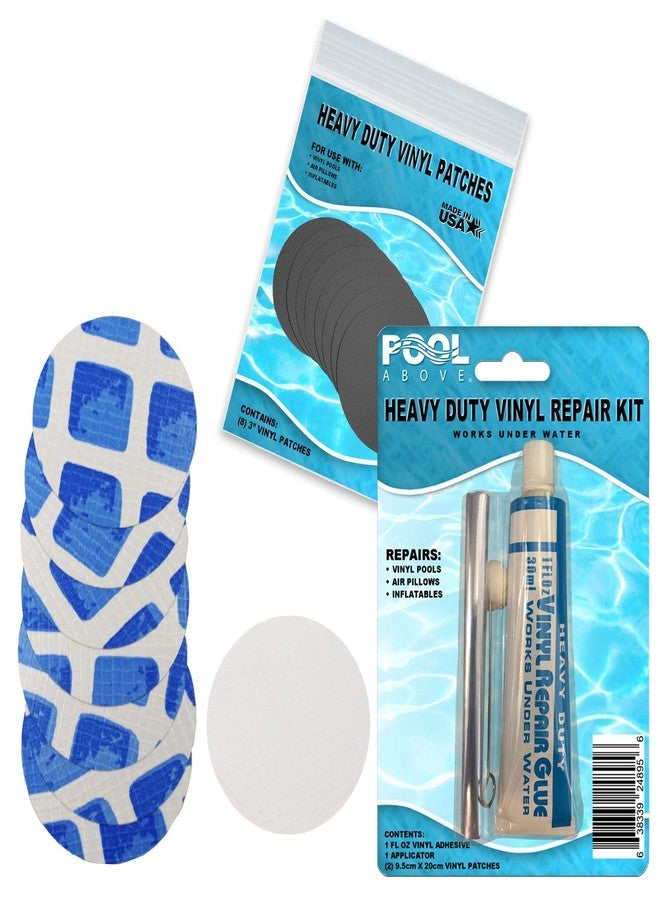 Pool Above Underwater Repair kit for Frame Set and Easy Set | Vinyl Glue and Reinforced Patch Material to Match Your | Blue and White Liner Patch kit - Image 1