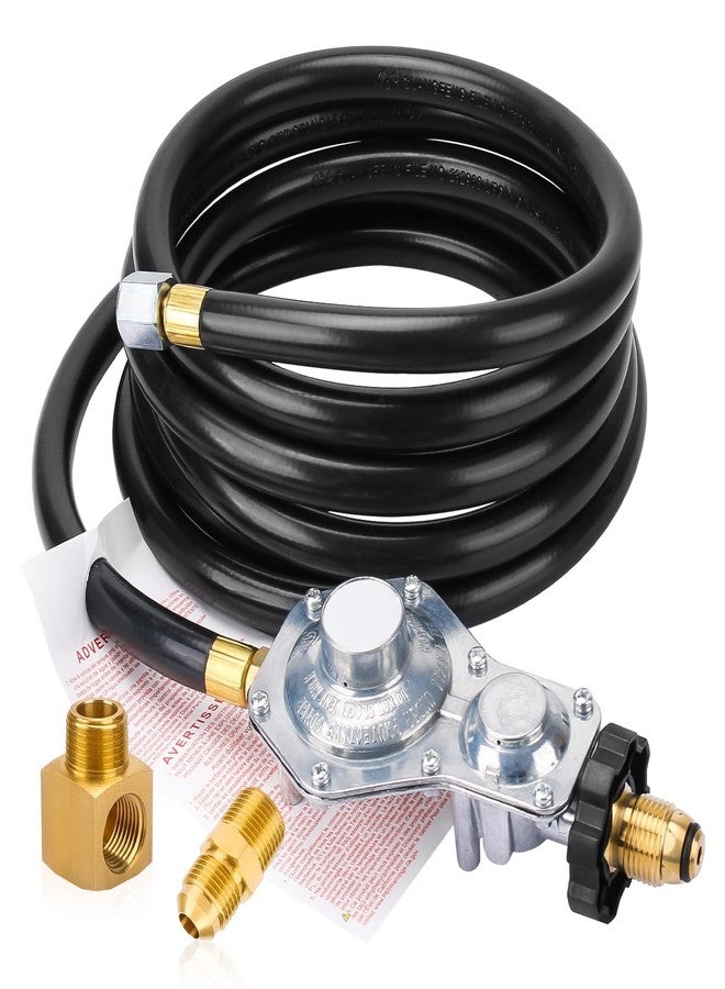 ArrogantF F273684 12 Ft Propane Heater Adapter Hose Assembly And Regulator Kit Compatible with mr heater buddy heaters, 3/8in Female x 3/8in Male Street Elbow - Image 1