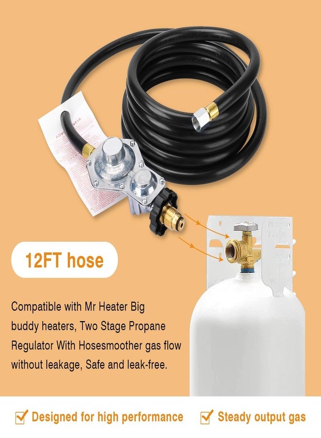 ArrogantF F273684 12 Ft Propane Heater Adapter Hose Assembly And Regulator Kit Compatible with mr heater buddy heaters, 3/8in Female x 3/8in Male Street Elbow - Image 2