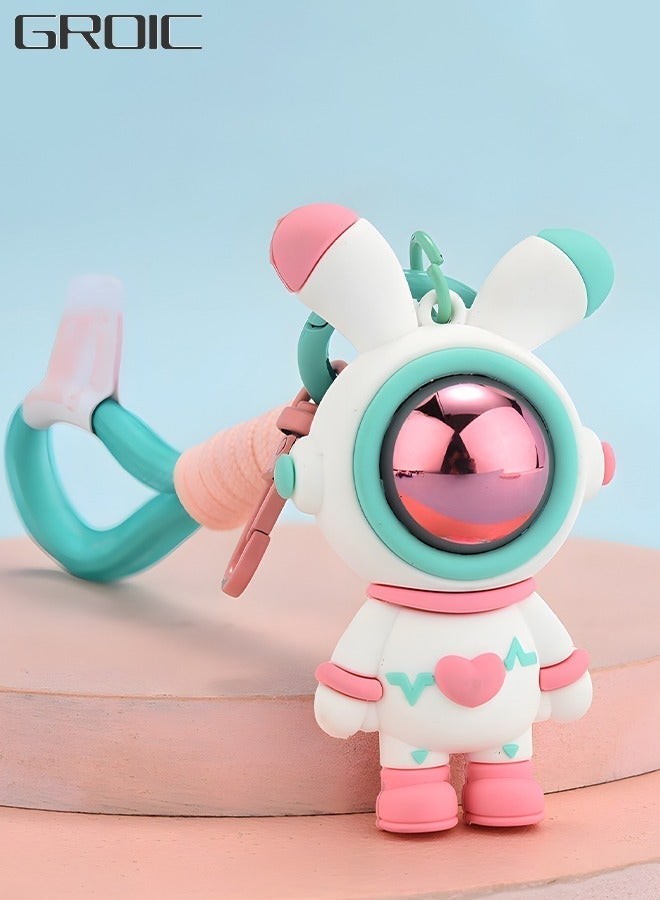 GROIC Creative Cool Stylish Astronaut Car Keychain Heart Love Rabbit Pendant Key-Chains Keyring Gift for Handbag Tote Purse Backpack Bag Decoration Key Wrist Strap - Image 1