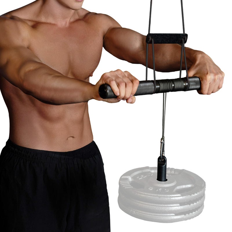 GD Hanging Wrist Roller Forearm Blaster Forearm Strengthener Exercise Equipment Wrist Trainer for Muscle building and Injury prevention Hand Grip Strength Hanging Wrist Roller PremiumRope Black