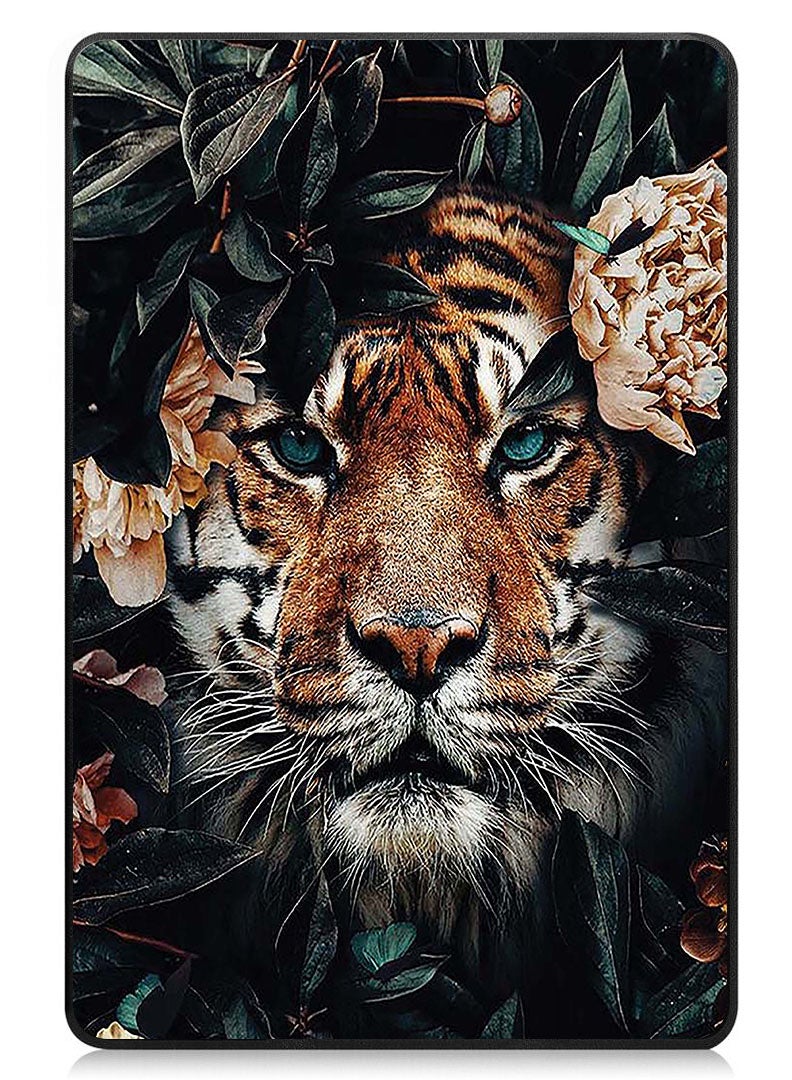 Theodor Protective Flip Case For Samsung Galaxy Tab S9 FE With Trifold Stand Auto Wake Sleep Shockproof Cover Tiger Behind Bush - Image 1