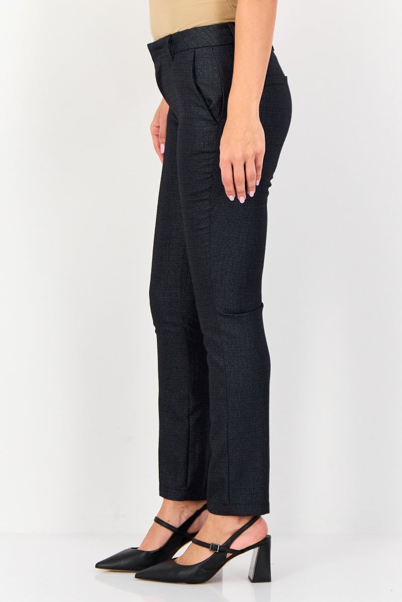 Reiko Women Regular Fit Metallic Dress Pants, Black - Image 2