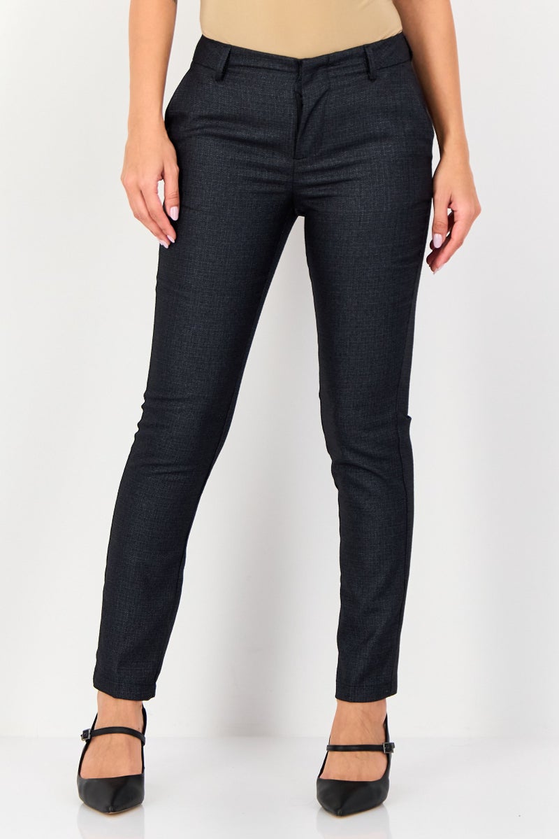 Reiko Women Regular Fit Metallic Dress Pants, Black - Image 1