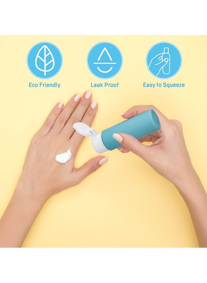 Captaintech Travel Bottles Set for Toiletries 8 Packs 50ml 1.7oz Squeeze Bottle Travel Size Container Kit Portable Leak Proof Refillable Cosmetic Airplane Essential Shampoo Conditioner Body Lotion Shower Gel - Image 5