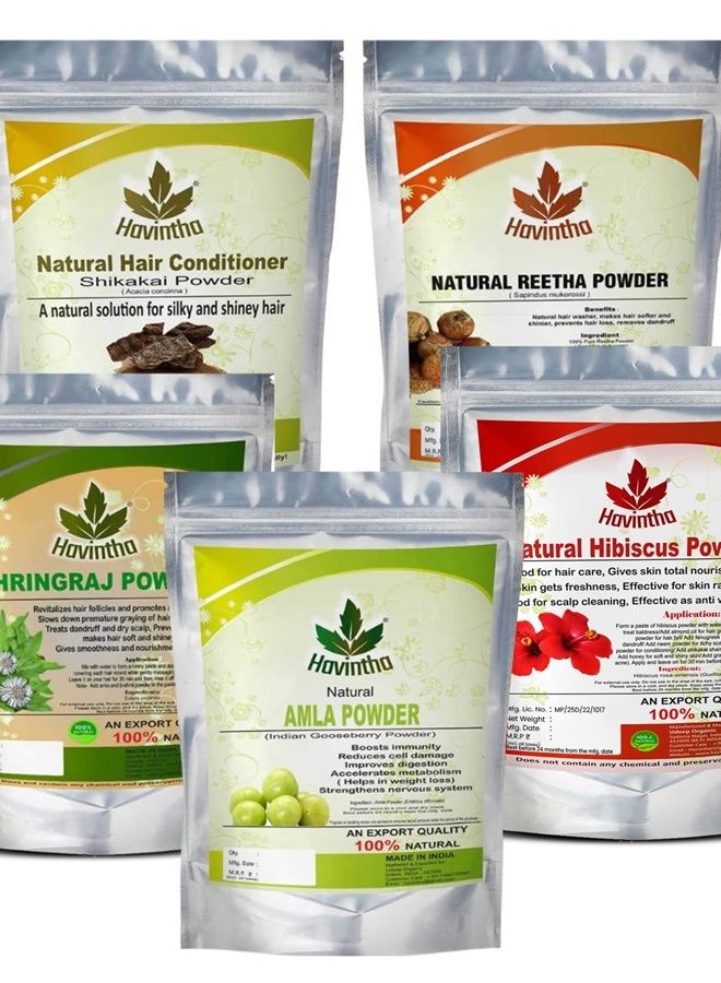 Amla, Reetha, Shikakai, Bhringraj and Hibiscus powder for Hair care (Each 50g)