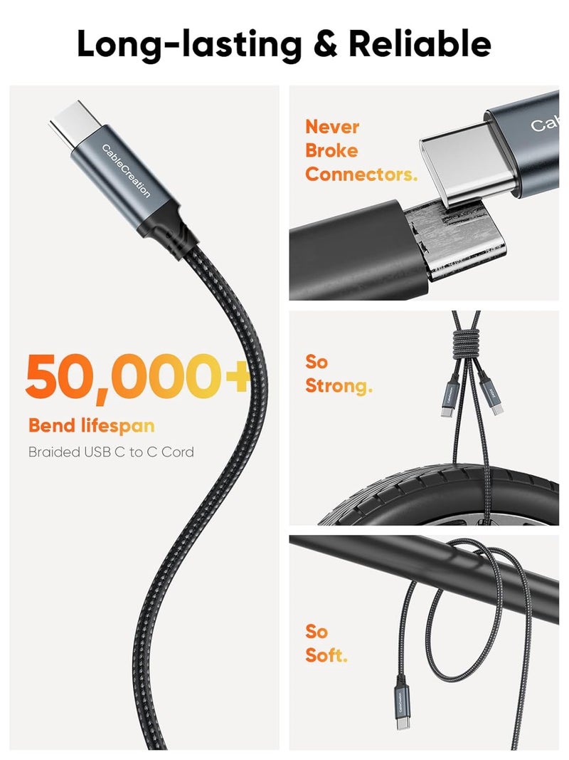 كابل CableCreation USB-C إلى USB-C بقدرة 240 واط وطول 6 أقدام بقوة 5 أمبير للشحن السريع ونقل البيانات | كابل شحن من النوع C بقدرة 240 واط و5 أمبير، متوافق مع أجهزة iPhone 15 Series و Mac و iPad و XPS و Pixel و Galaxy S22-S24 Ultra - Image 4