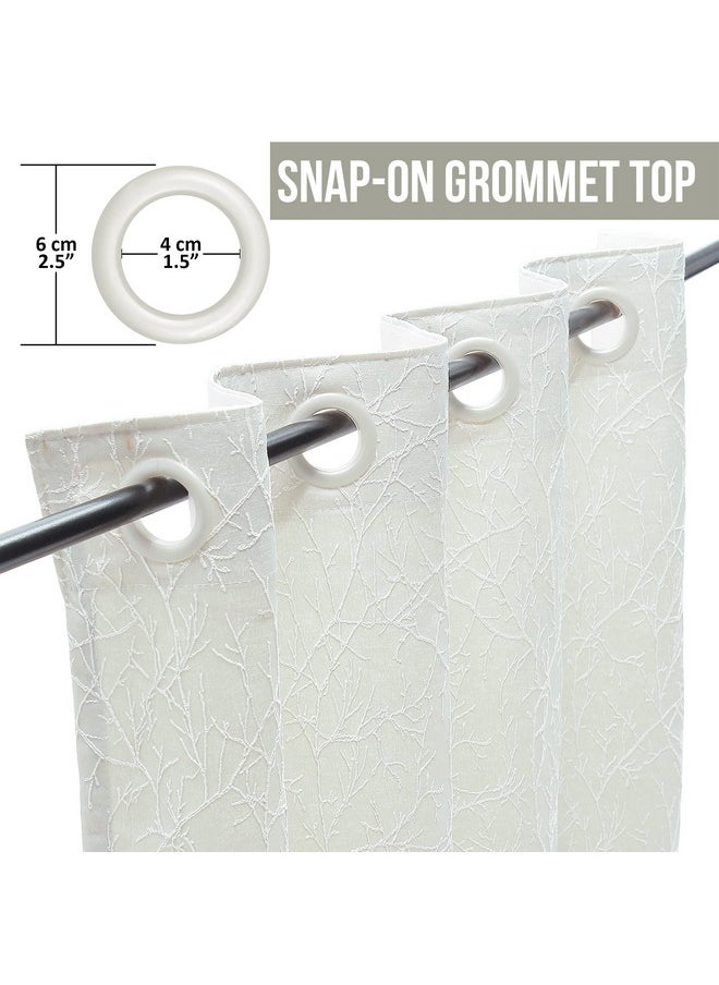 Story@Home Story@Home Room Darkening Long Door Curtains 9 Feet Set of 4 | Branches Design Door Curtain | Thermal Insulated Curtains | Curtains for Living Room | (116 x 275 cm, Off White) | Perfect for Home Decor  - Image 5