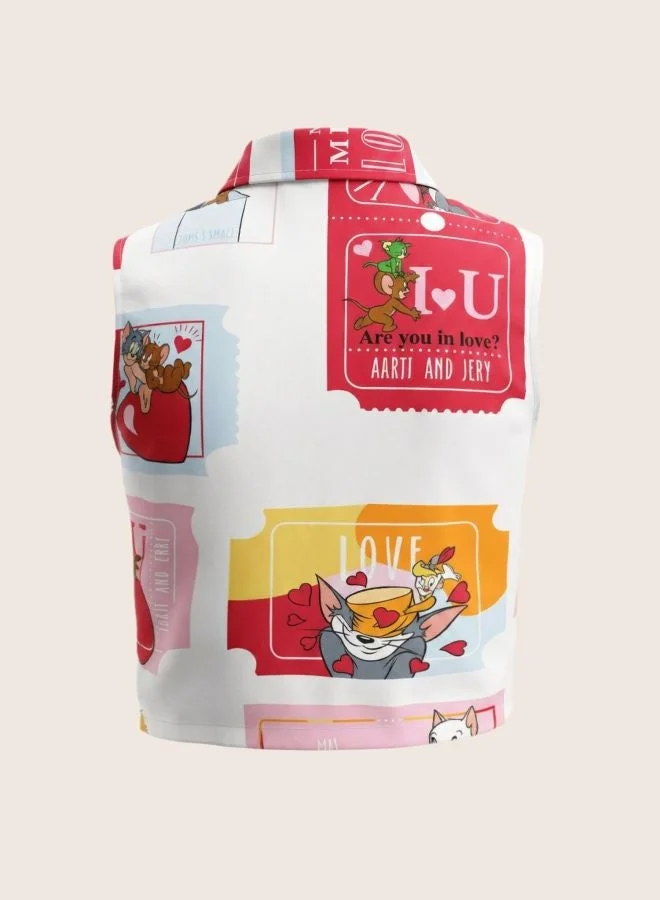 Freehand  Women Relaxed Fit Character Round Neck Sleeveless Crop Shirt  | Best Price UAE