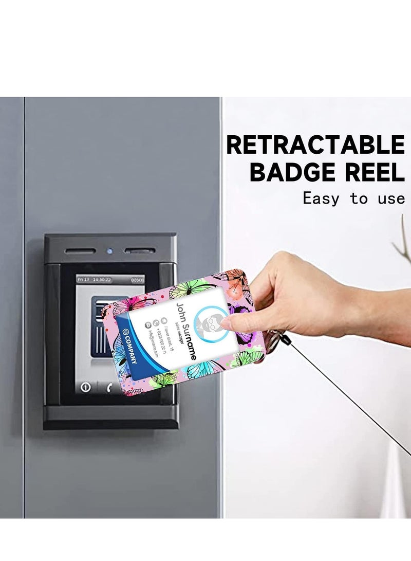 SYOSI ID Badge Holder with Lanyard and Retractable Reel Clip, Card Name Tag Vertical Protector Bage Clips for Nurse Nursing Doctor Teacher Student (Pink Butterfly) - Image 5