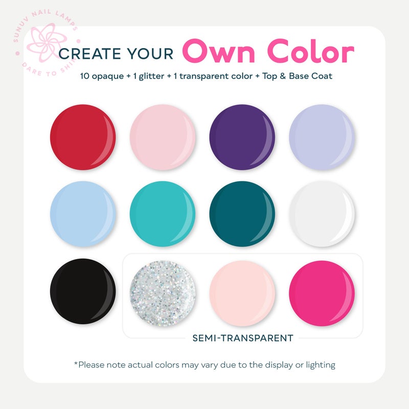 SUNUV Gel Nail Polish Kit with UV Light, 23 Pcs Gel Nail Kit Four Season, 12 Colors Polish Set with Base Glossy Top Coat, Manicure Tools Home Salon Gift for Women Teens Girls, Starter Kit - Image 3