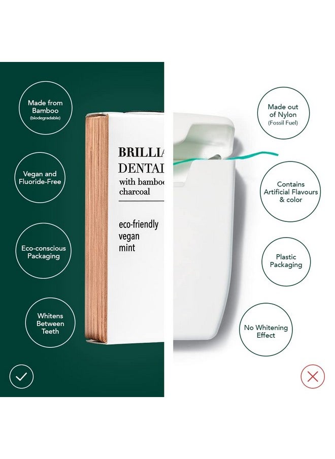 Terra & Co. - Brilliant Black Dental Floss (32 Yards) Organic Teeth Whitening Products All Natural With Activated Bamboo Charcoal Vegan & Cruelty Free Luxury Dental Care… - Image 1