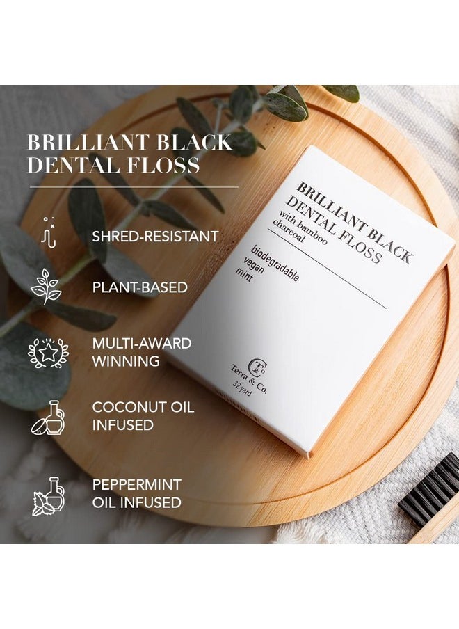 Terra & Co. - Brilliant Black Dental Floss (32 Yards) Organic Teeth Whitening Products All Natural With Activated Bamboo Charcoal Vegan & Cruelty Free Luxury Dental Care… - Image 1
